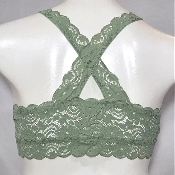 XL X-LARGE Xhilaration Lace Crossback Wire Free Bra Bralette Pioneer Sage Green - Picture 4 of 7